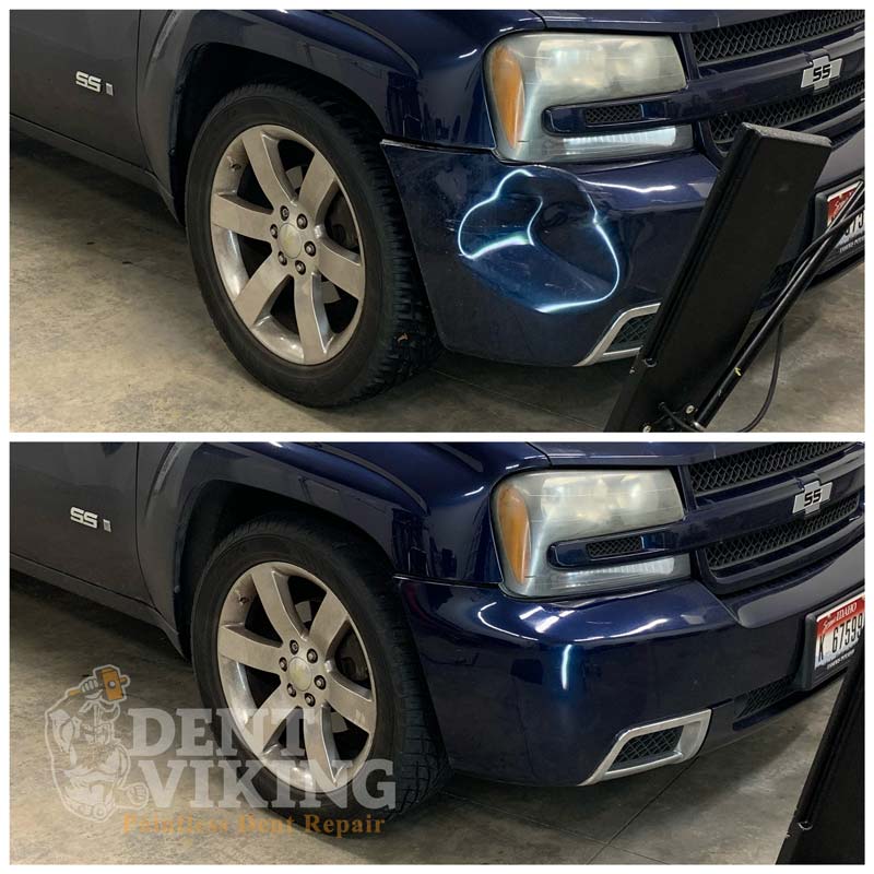 Paintless Dent Repair on Chevy Trailblazer Bumper in Post Falls