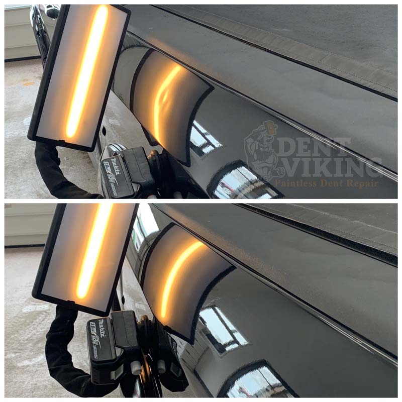 Paintless Dent Repair on Dodge Ram Bedside Ding in Spokane