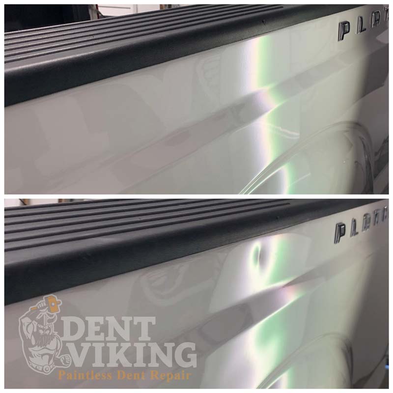 Paintless Dent Repair on Ford F150 Platinum Dent in Post Falls