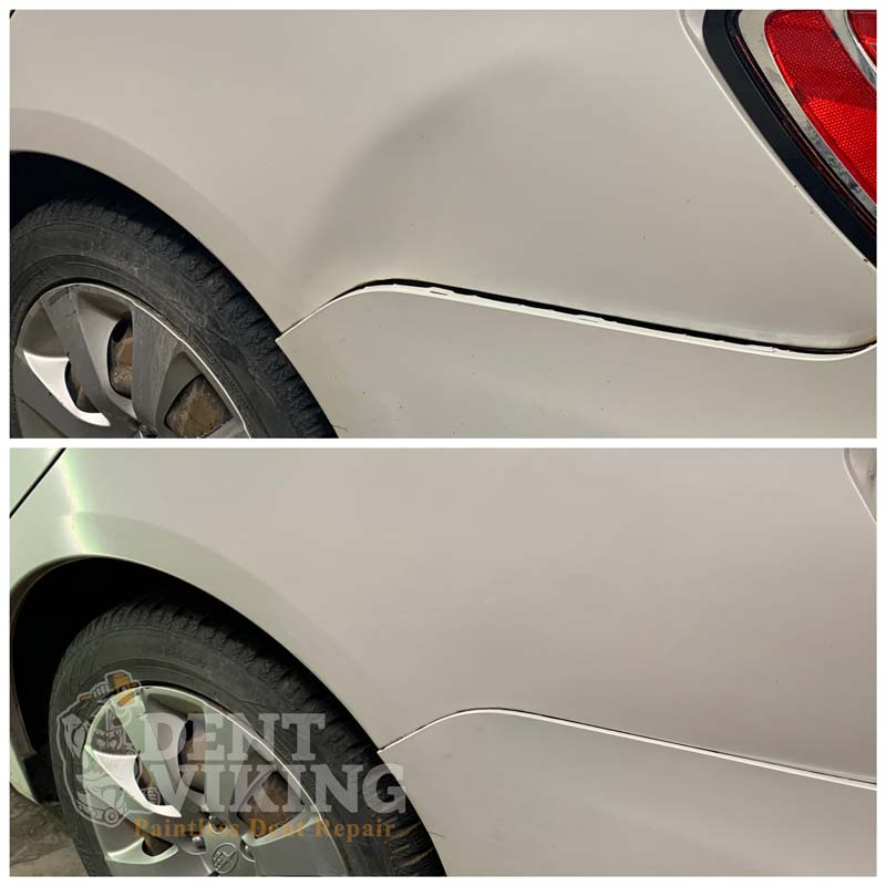 Paintless Dent Repair on Subaru Bumper and QPanel in Spokane