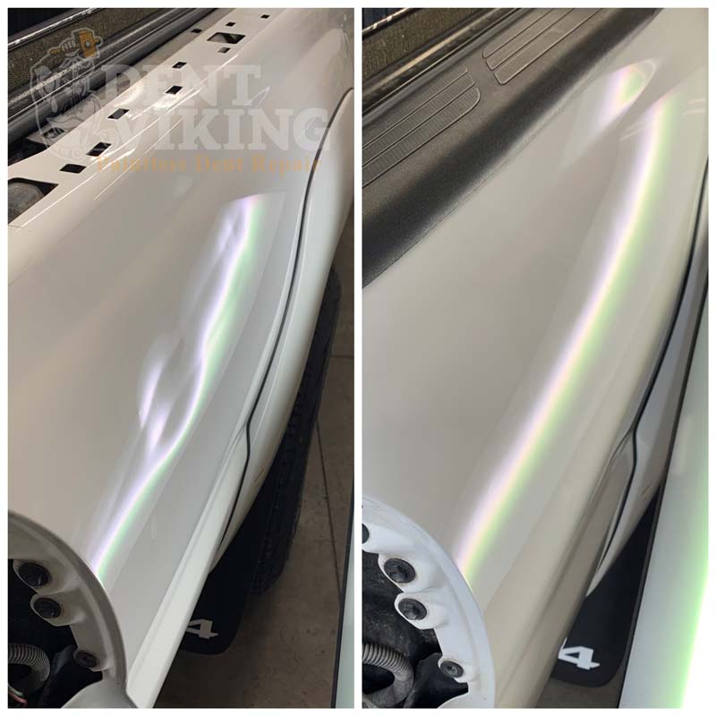 Paintless Dent Repair on Toyota Tacoma Bedside Crease in Spokane