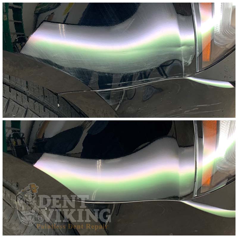 Paintless Dent Repair on Yukon Denali Fender in Spokane