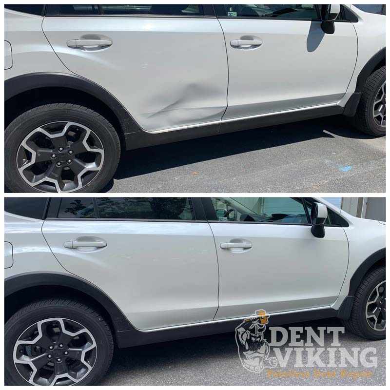 Paintless Dent Repair on Subaru Crosstrek Door Smash in Coeur dAlene