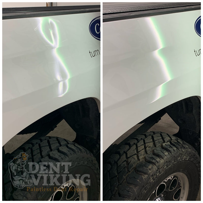 Repair Photos page w/ Paintless Dent Repair on 2016 Tundra bedside in Post Falls